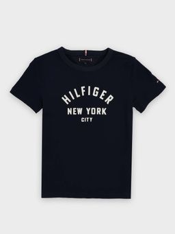 Tommy Hilfiger - Boys Navy Blue Logo Regular Fit Cotton T-Shirt