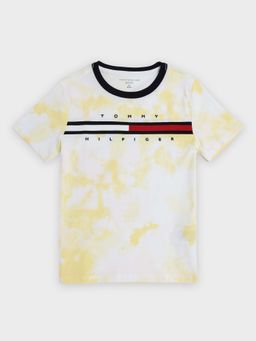 Tommy Hilfiger - Boys Yellow Tie and Dye Regular Fit Cotton T-Shirt