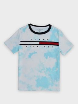 Tommy Hilfiger - Boys Blue Tie and Dye Regular Fit Cotton T-Shirt