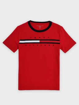 Tommy Hilfiger - Boys Red Logo Regular Fit Cotton T-Shirt