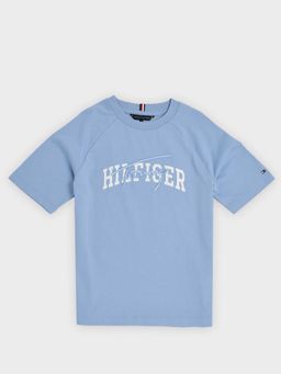 Tommy Hilfiger - Boys Blue Embroidered Logo Relaxed Fit Cotton T-Shirt