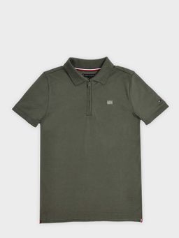 Tommy Hilfiger - Boys Grey Solid Regular Fit Cotton Polo T-Shirt