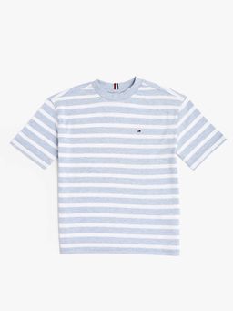 Tommy Hilfiger - Boys Blue Logo Striped Regular Fit Cotton T-Shirt