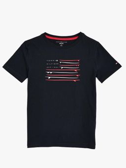 Tommy Hilfiger - Boys Navy Blue Graphic Regular Fit Cotton T-Shirt