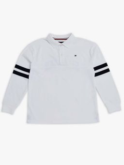 Tommy Hilfiger - Boys White Logo Relaxed Fit Cotton Polo T-Shirt