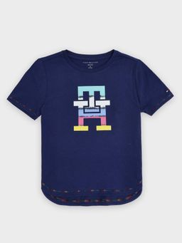 Tommy Hilfiger - Boys Blue Logo Regular Fit Cotton T-Shirt