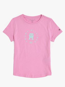 Tommy Hilfiger - Girls Pink Logo Regular Fit Cotton T-Shirt