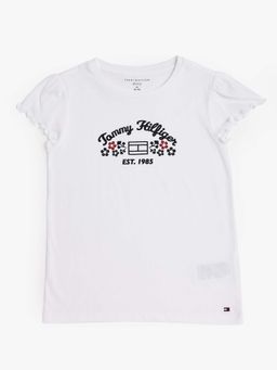 Tommy Hilfiger - Girls White Logo Regular Fit Cotton T-Shirt