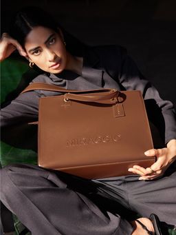 MIRAGGIO - Ace Brown 13 Inches Laptop Tote Bag With Detachable Shoulder Strap
