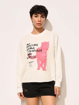 ONLY - White Printed Sweatshirt
