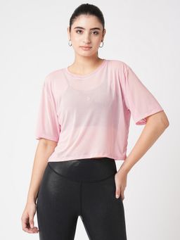 BODD ACTIVE - A Summer To Remember Pink Mesh Crop Tee