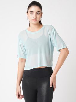 BODD ACTIVE - High Above The Waves Green Mesh Crop Tee