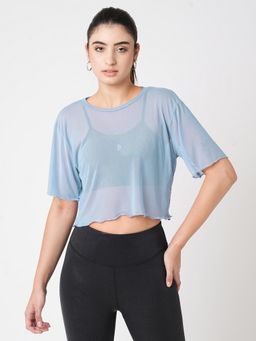BODD ACTIVE - Beachy Blue Mesh Crop Tee
