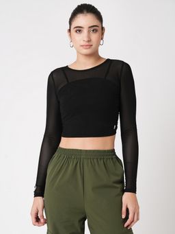 BODD ACTIVE - Black Mesh Open Back Crop Tee