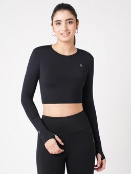 BODD ACTIVE - Black Tie Up Cropped Top
