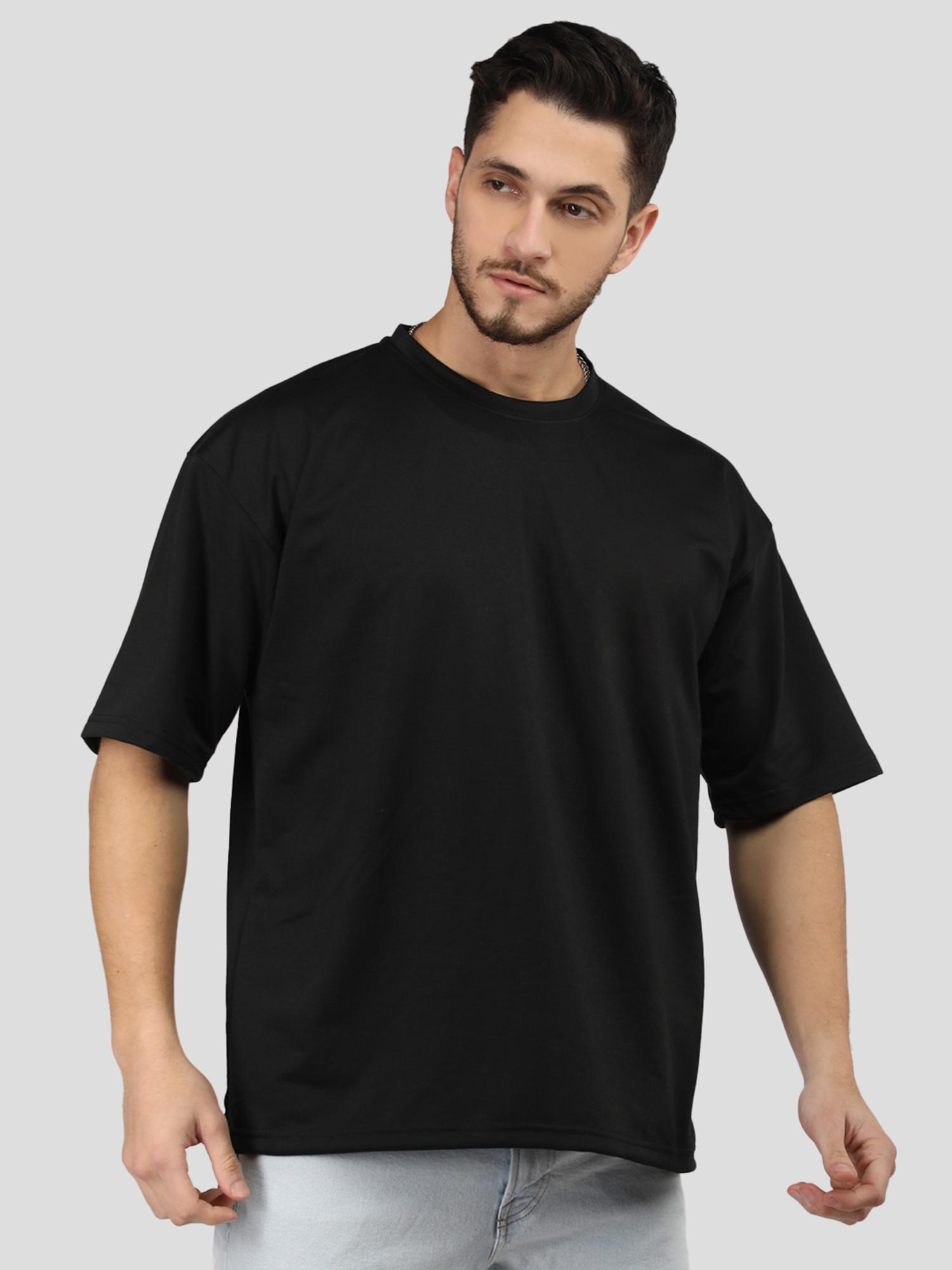 Buy CHKOKKO Black Solid Crew Neck T-Shirt for Men Online
