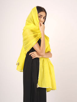 The Svaya - Cotton Mul Dupatta-Yellow (Free Size)