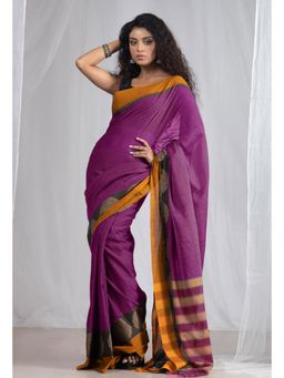 Unnati Silks - Wine Pure Handloom Pavani Narayanpet Cotton Saree without Blouse