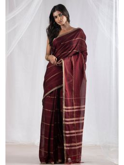Unnati Silks - Maroon Pure Handloom Pavani Narayanpet Cotton Saree without Blouse