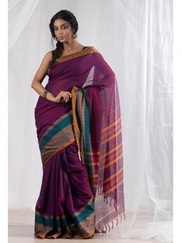 Unnati Silks - Wine Pure Handloom Pavani Narayanpet Cotton Saree without Blouse