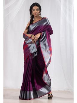 Unnati Silks - Wine Pure Handloom Pavani Narayanpet Cotton Saree without Blouse