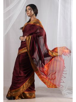 Unnati Silks - Maroon Pure Handloom Pavani Narayanpet Cotton Saree without Blouse