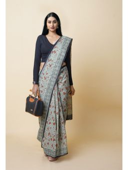 Unnati Silks - Multi Pure Discharge Bagru Printed Kota Saree with Unstitched Blouse
