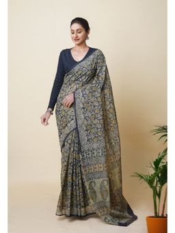Unnati Silks - Multi Pure Discharge Bagru Printed Kota Saree with Unstitched Blouse