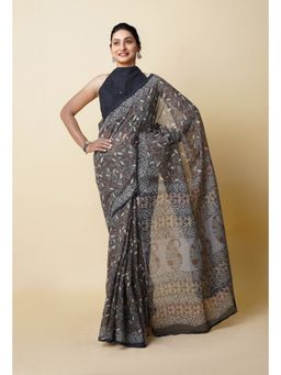 Unnati Silks - Multi Pure Discharge Bagru Printed Kota Saree with Unstitched Blouse