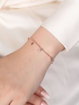 Zavya - Hanging Charms Rose Gold Plated Adjustable Bracelet