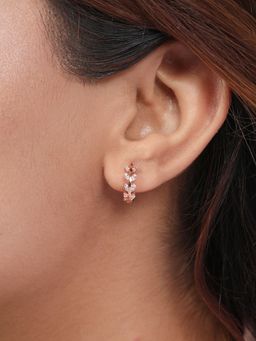 Zavya - Halo of Petals Cubic Zirconia Rose Gold Plated Small Hoop Earrings