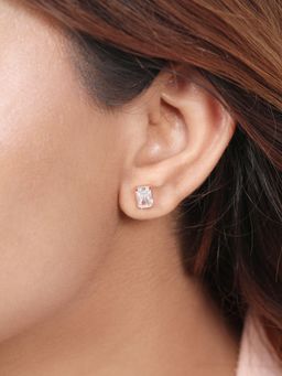 Zavya - Solitaire Serenity Rose Gold Plated Stud Earrings