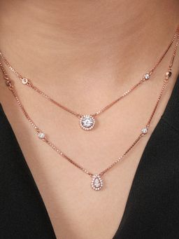 Zavya - Layered Beauty Rose Gold Plated Solitaire Necklace
