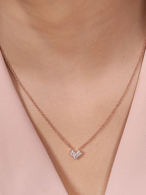 Zavya Rose Elegance Cubic Zirconia 925 Sterling Silver Necklace