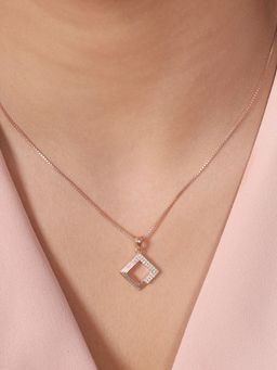 Zavya - Square Cubic Zirconia Rose Gold Plated Womens Necklace