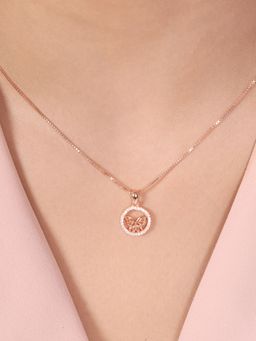 Zavya - Butterfly Grace Cubic Zirconia Rose Gold Plated Necklace