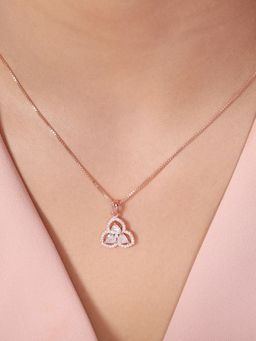 Zavya - Floral Timeless Beauty Cubic Zirconia Rose Gold Plated Necklace
