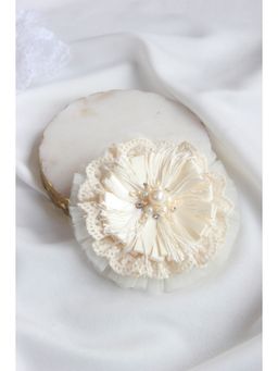 Choko - Kids Exquisite Blossom Satin, Tulle and Lace Hair Clip-Beige