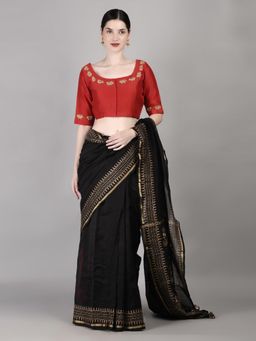 Palash - Red Hand Embroidered Zari Chanderi Stitched Blouse