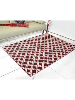 Saral Home - Maroon Cotton Anti-Skid Jacquard Carpet -150x210 Cm