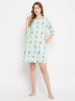 Clovia - Print Me Pretty Short Night Dress - 100% Cotton