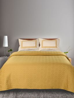 Saral Home - Woven Yellow Cotton Bedsheet Double 90x100 + 2 Pillow Covers