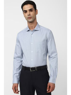 Buy Peter England Men Blue Slim Fit Formal Full Sleeves Formal Shirt Online