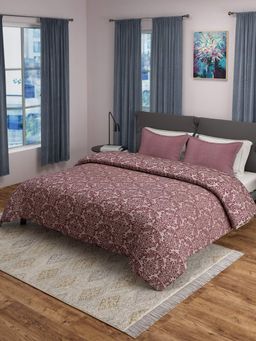 Saral Home - Royalty Handmade Cotton Bed Sheet With 2 Pillow Covers-Maroon (King)