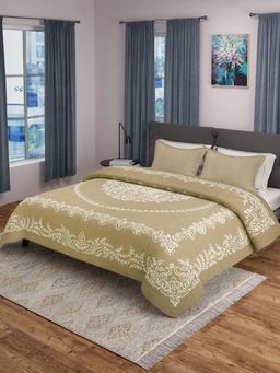 Saral Home - Majesty Handmade Cotton Bed Sheet With 2 Pillow Covers-Beige (King)