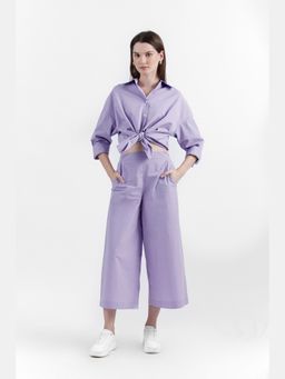 Perona - Women Lavender Mid Waist Wide Trouser