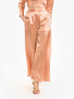 Perona - Women Orange Mid Waist Wide Trouser