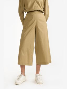Perona - Women Olive Mid Waist Wide Trouser