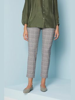 Perona - Women Grey Mid Waist Slim Trouser