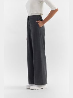 Perona - Women Grey Mid Waist Wide Trouser
